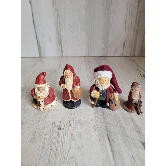Vintage variety Santa Claus bear miniature folk art Figure Set decor - Picture 1 of 6